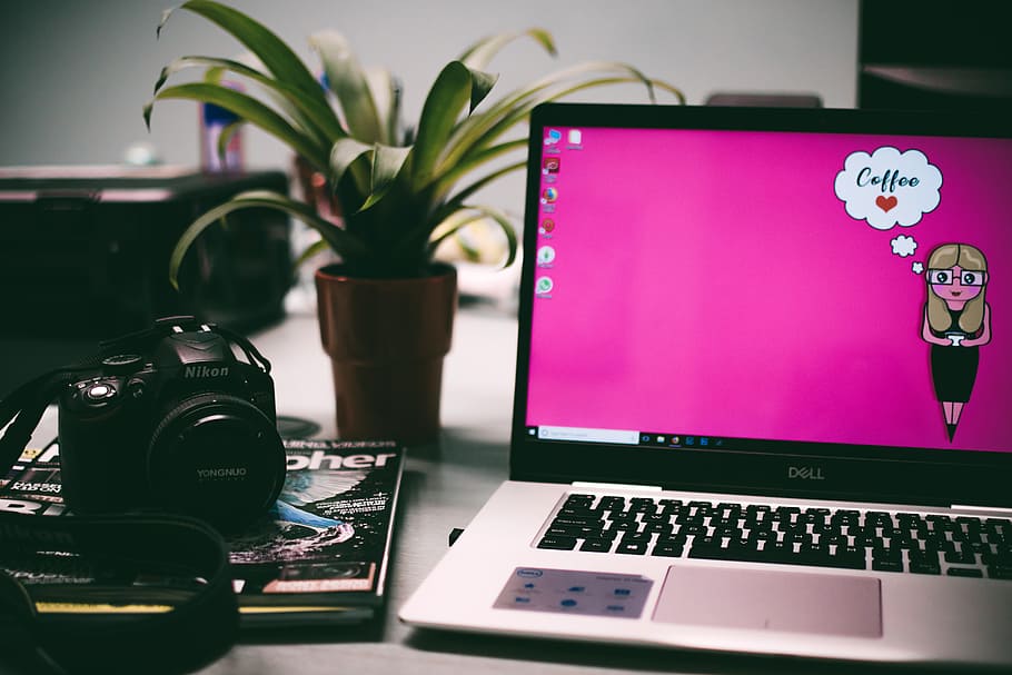 Turned On Laptop Computer, camera, desk, display, electronics HD wallpaper