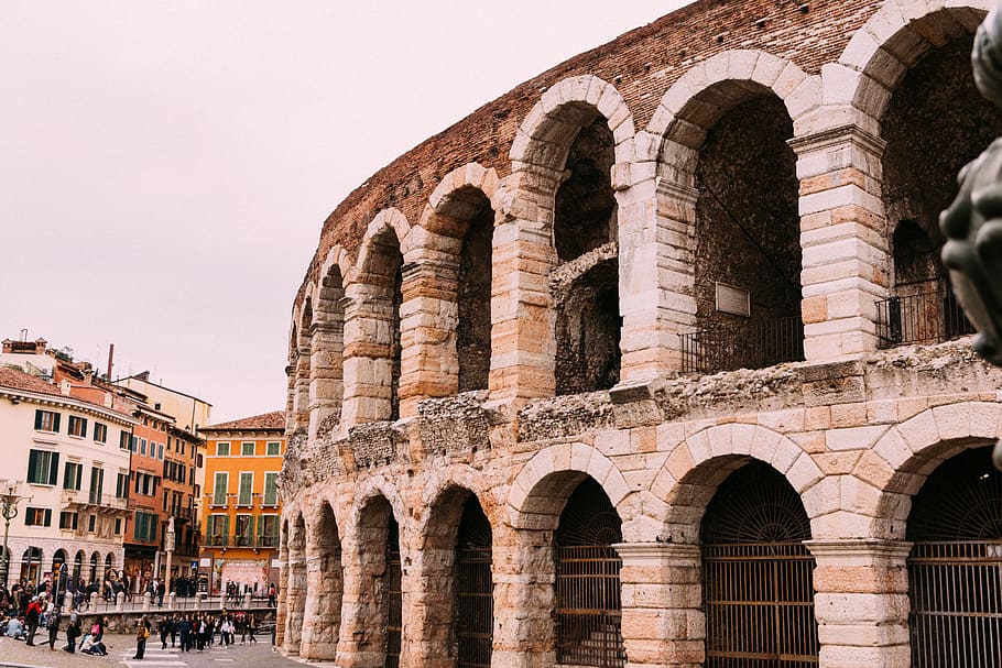 gray museum, building, architecture, human, person, italy, verona, HD wallpaper