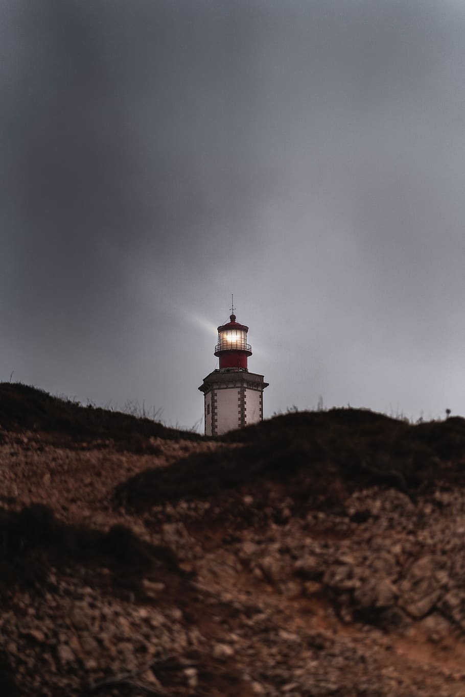 turned on lighthouse, beacon, portugal, tower, building, architecture HD wallpaper