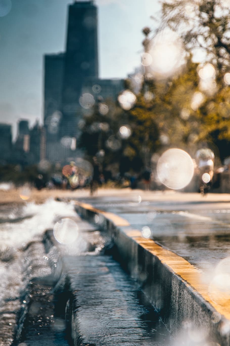 person, shadow, color, splashing, urban, city, mood, sun, depth HD wallpaper