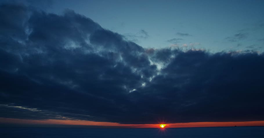 Silhouette Photo of Sunset View, backlit, clouds, dusk, evening HD wallpaper
