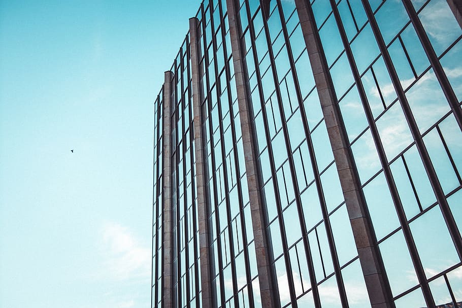 building, sky, architecture, blue, clouds, low angle view, built structure HD wallpaper