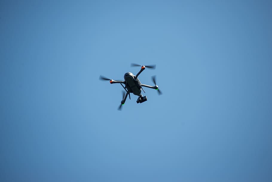 drone, surveillance, flight, flying, sky, air vehicle, mid-air HD wallpaper