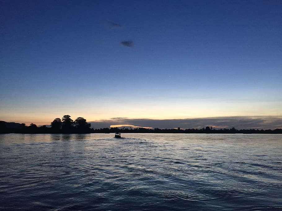 laos, si phan don, river, water, sky, scenics - nature, tranquil scene, HD wallpaper