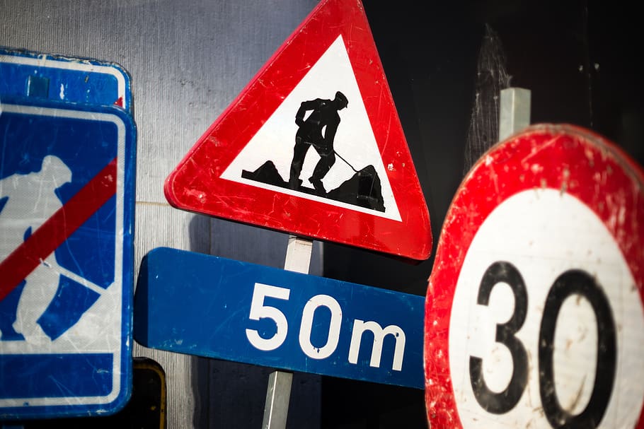 sign, street, traffic, work, construction, speed limit, 30 HD wallpaper