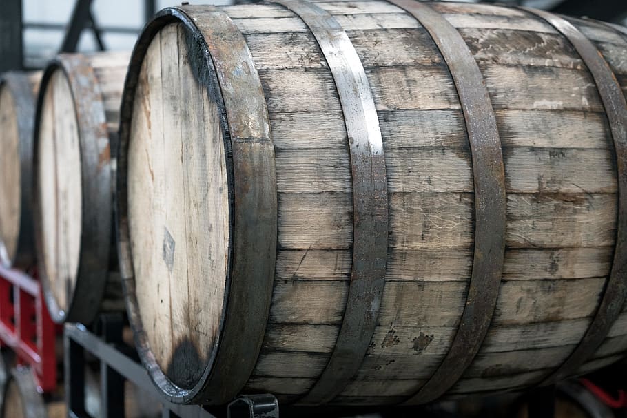 several wine barrels, cylinder, alcohol, wine cask, winemaking HD wallpaper