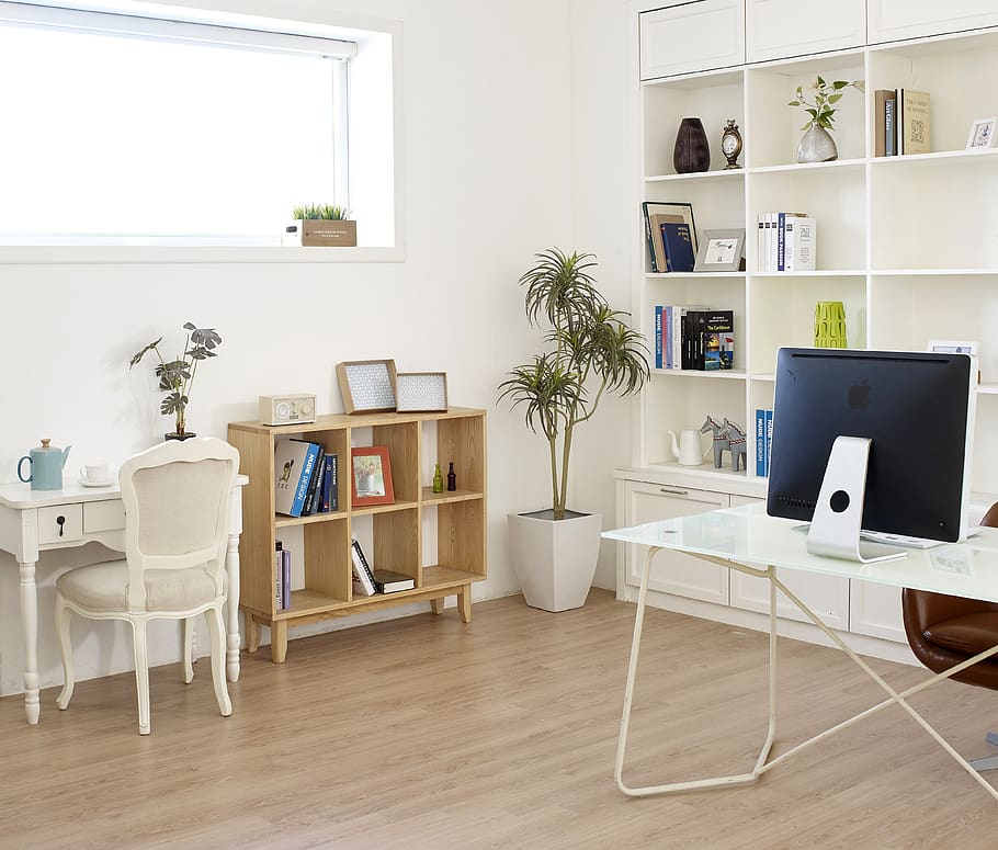 Brown Wooden Organizer, apartment, architecture, bookcase, chair
