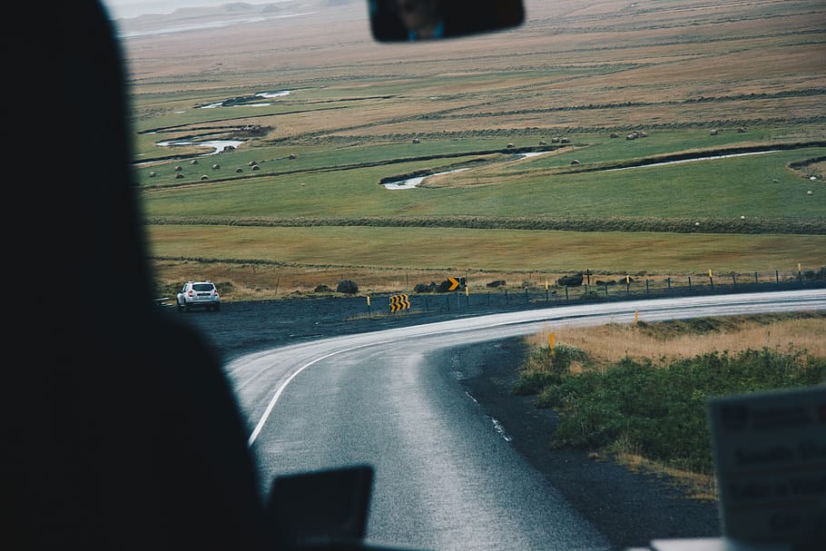 iceland, road, river, transportation, mode of transportation HD wallpaper
