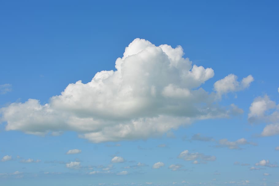 blue sky, white cloud, cumulus, cirrus, nature, clouds, color, HD wallpaper