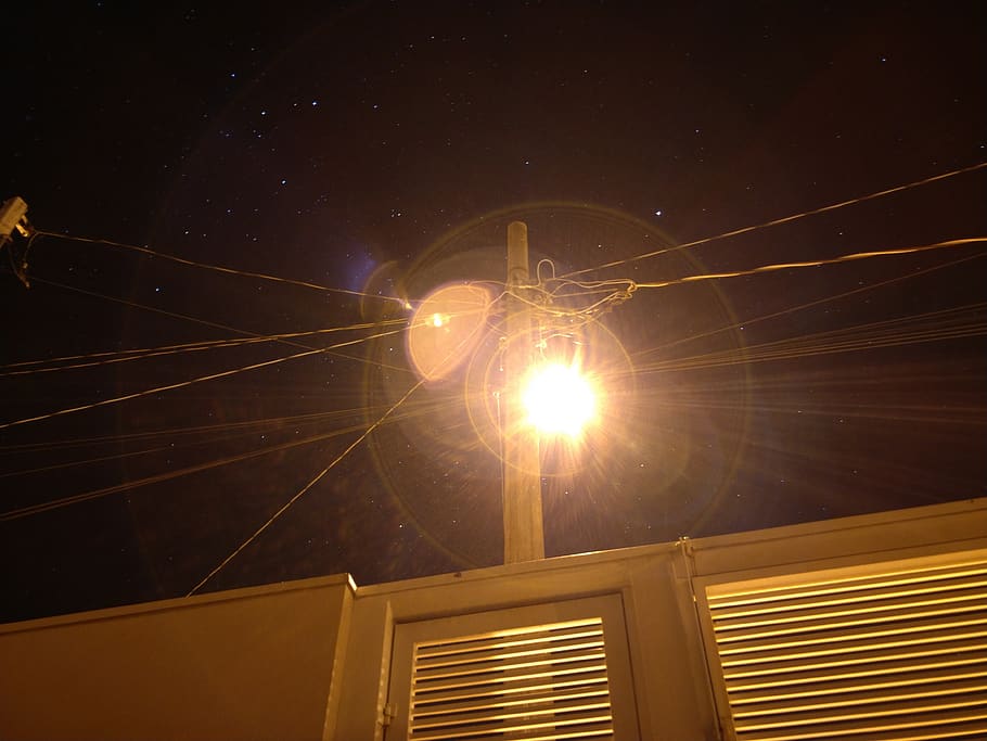 flare, light, lamp post, home decor, window, #sky #stars #ceu #noite #noite #light HD wallpaper