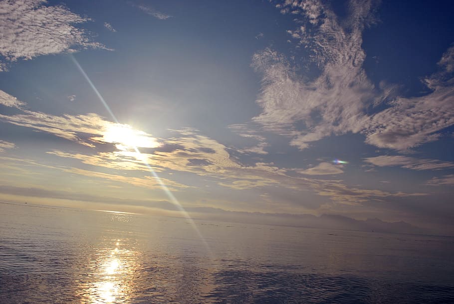 philippines, merida, sky, background, sunrise, sea, water, beauty in nature HD wallpaper