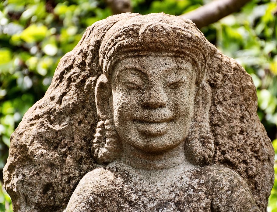 garden, greenery, nature, foliage, stone carving, asian influence HD wallpaper