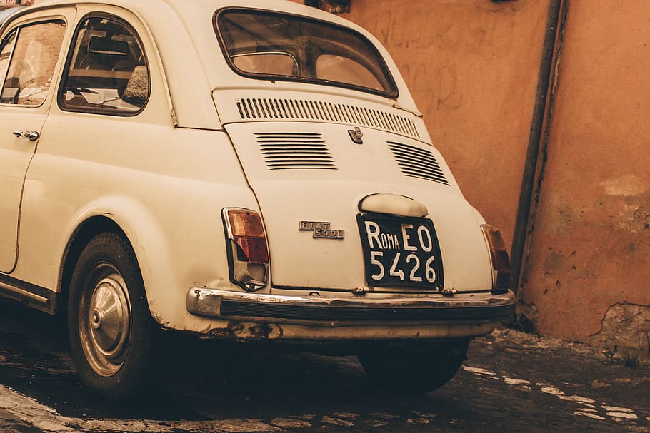 White Volkswagen Beetle, asphalt, auto, automobile, bumper, car HD wallpaper