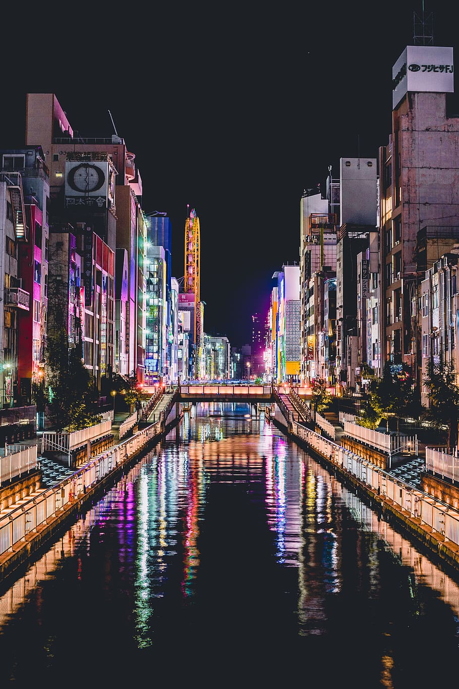 architecture, buildings, infrastructure, bridge, lights, canal HD wallpaper