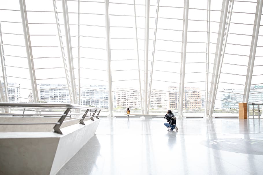 person sitting on floor, indoors, window, architecture, day, real people HD wallpaper