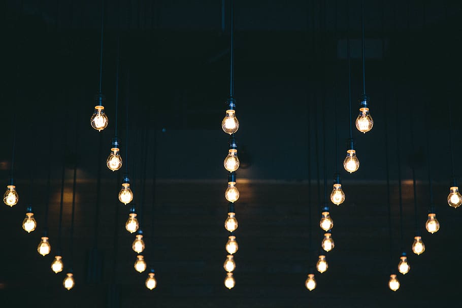 light, bulb, spark, dark, night, ceiling, roof, illuminated HD wallpaper