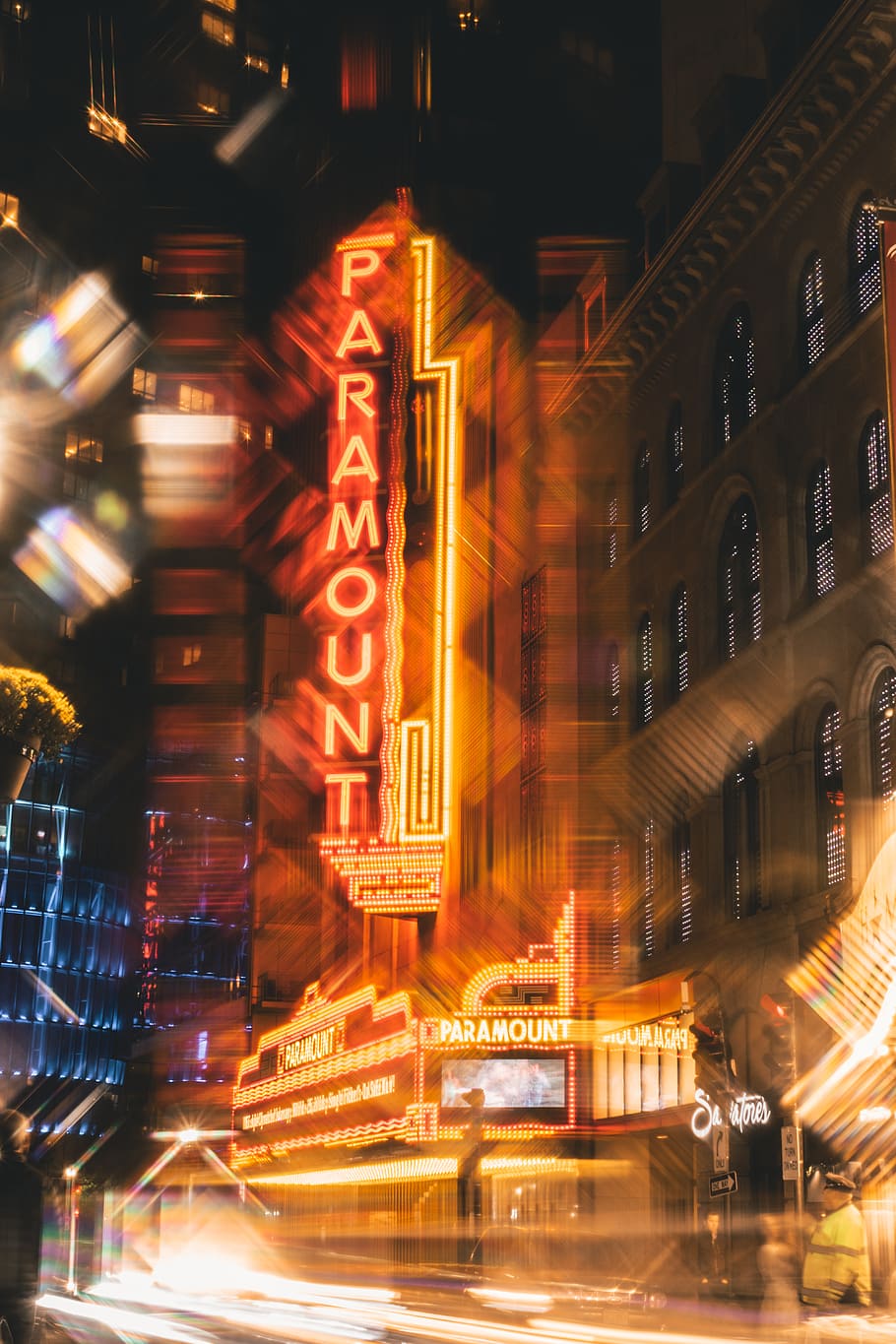 Paramount Building Beside Road, architecture, illuminated, light HD wallpaper