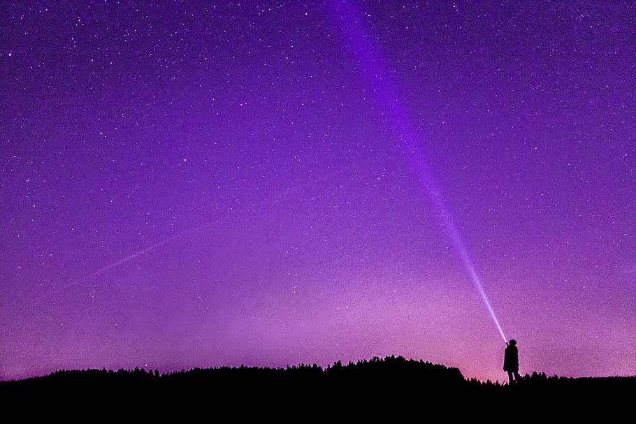 Silhouette Photo Of Person , constellation, flashlight, long-exposure HD wallpaper
