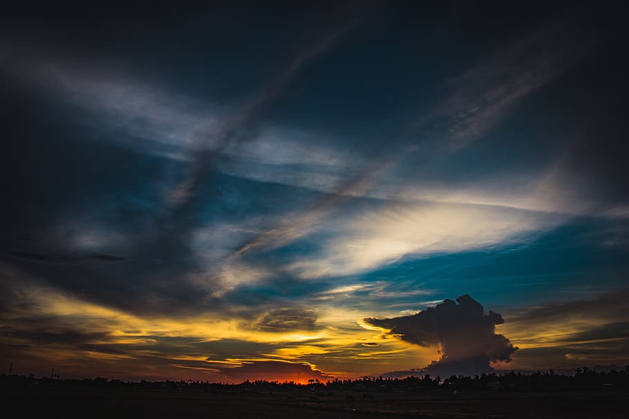 nature, sky, outdoors, sunset, sunlight, cambodia, red sky HD wallpaper