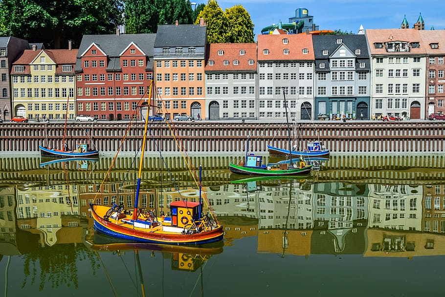 mini europe, miniature park, nyhavn, copenhagen, harbor, boats, HD wallpaper