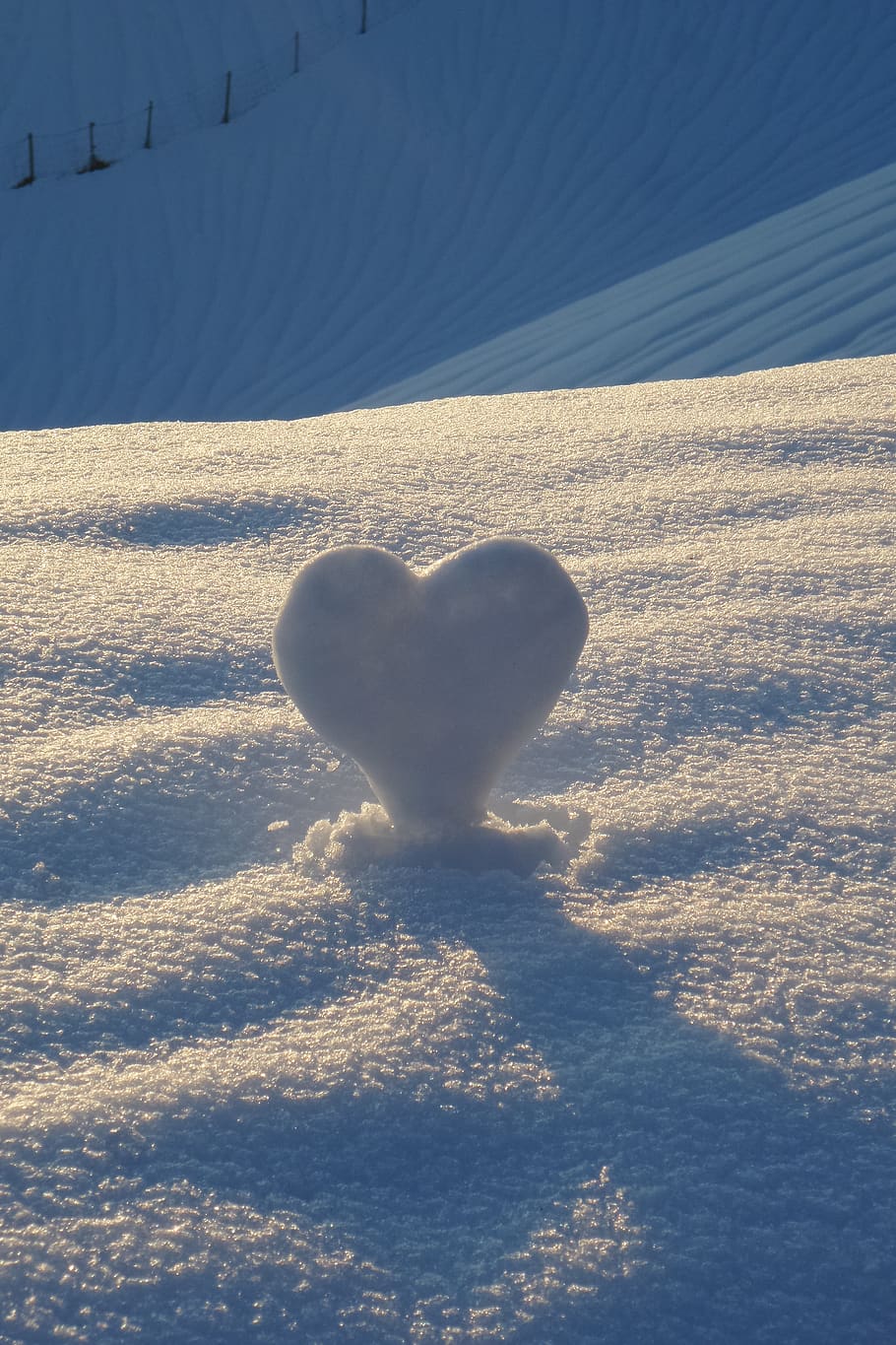 nature, snow, heart, snow heart, blue, wintry, love, winter, HD wallpaper