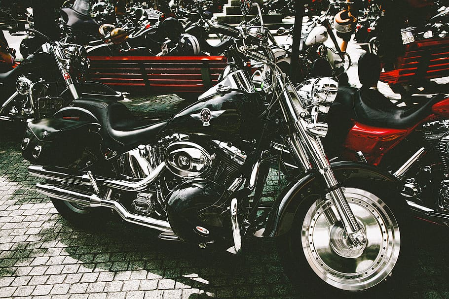 Black And Silver Touring Motorcycle, chrome, classic, engine HD wallpaper
