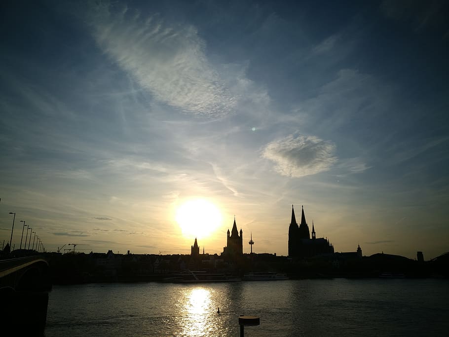 cologne, germany, city, sky, cloud, catedral, sun, building exterior HD wallpaper