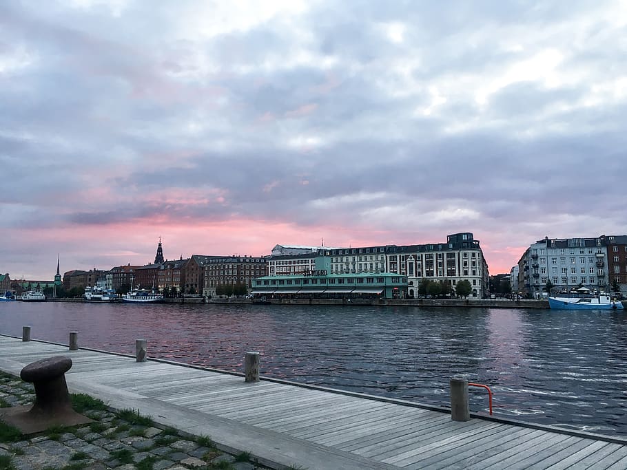 water, waterfront, dock, pier, port, building, denmark, copenhagen HD wallpaper