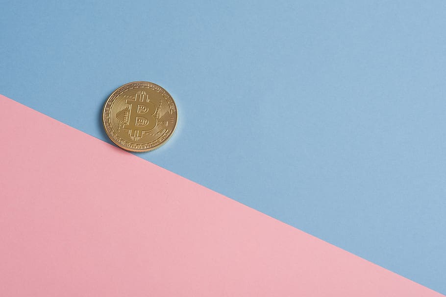 Bitcoin on Textile, background, blockchain, close-up, colors HD wallpaper