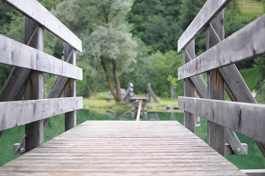 lake, funsport, web, bridge, wood - material, built structure HD wallpaper