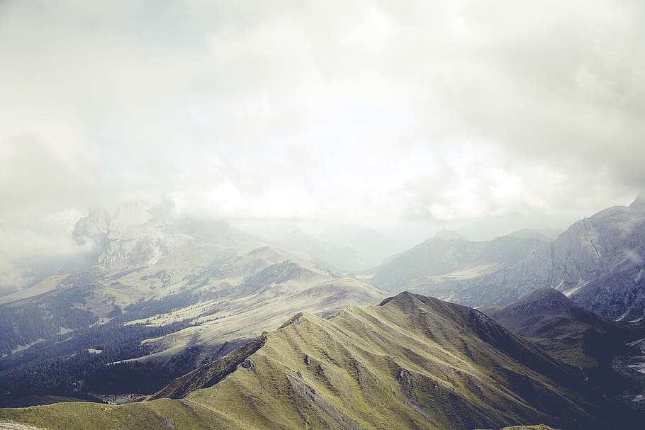 nature, landscape, mountains, summit, peaks, sky, clouds, horizon HD wallpaper