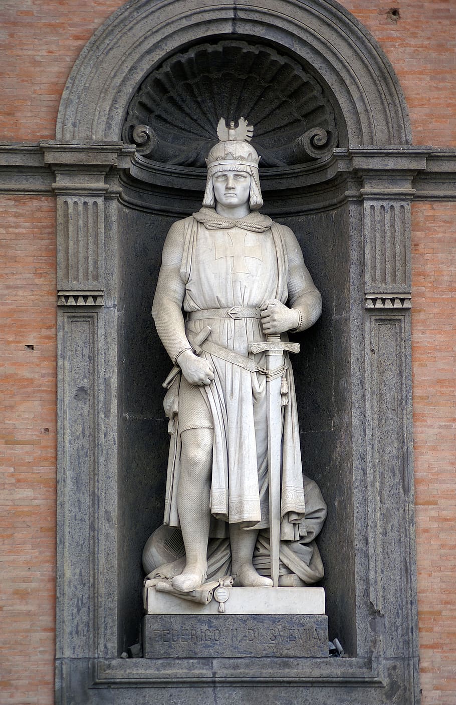 naples, italy, piazza plebiscito, statue, king, emperor, federico ii, HD wallpaper