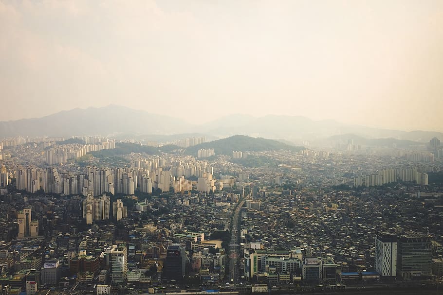 south korea, n seoul tower, cityscape, landscape, asia, cities, HD wallpaper