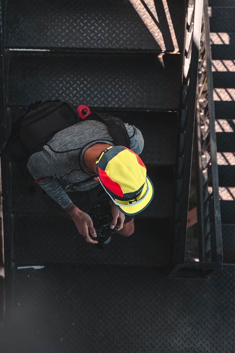 man going down on stair case, real people, one person, childhood HD wallpaper