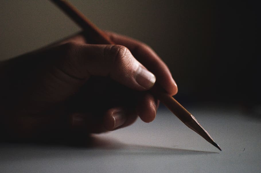 yellow pencil, finger, human, person, linda vista university HD wallpaper