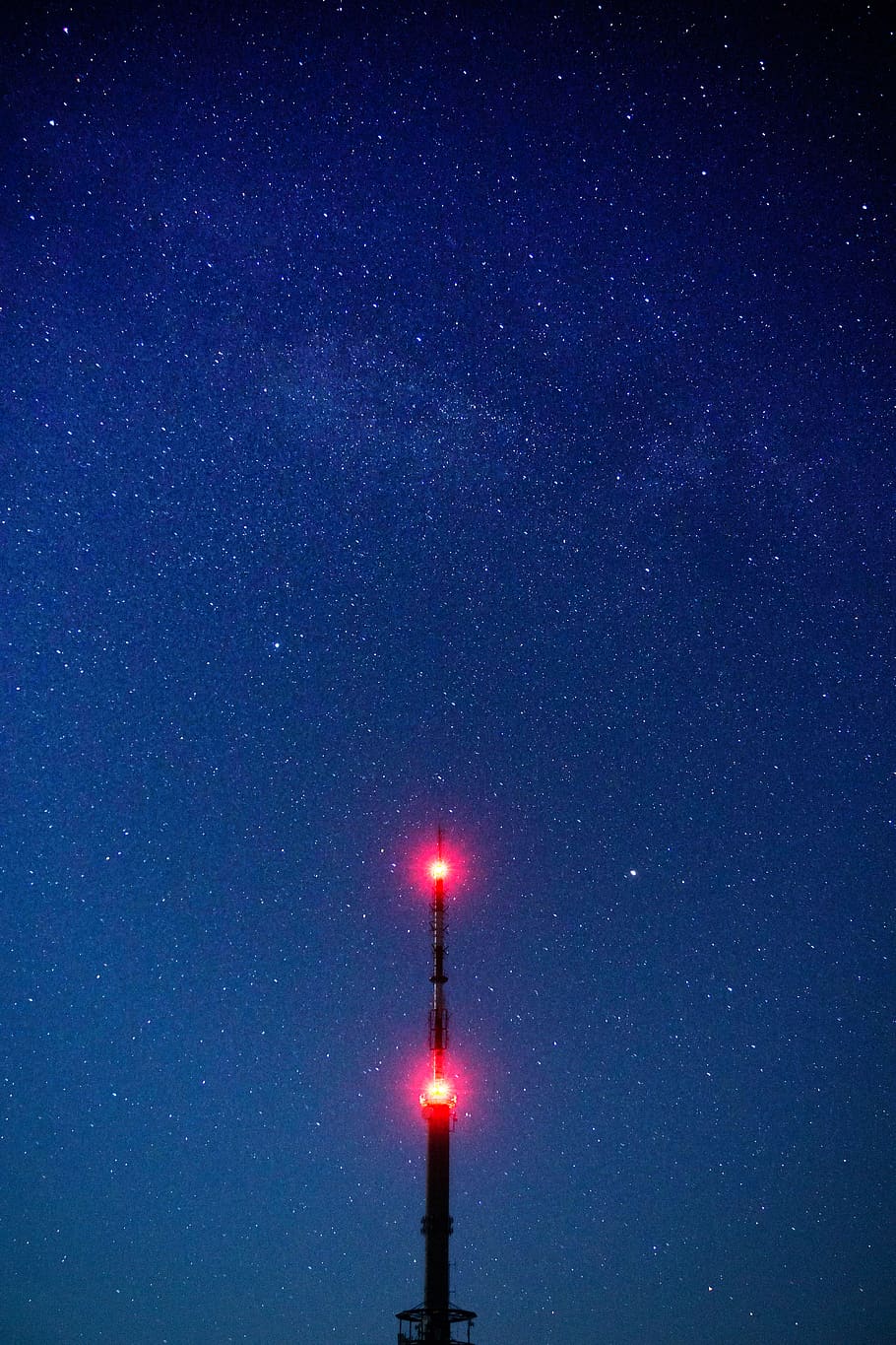 stars, tower, red, dark, night, sky, space, star - space, astronomy HD wallpaper