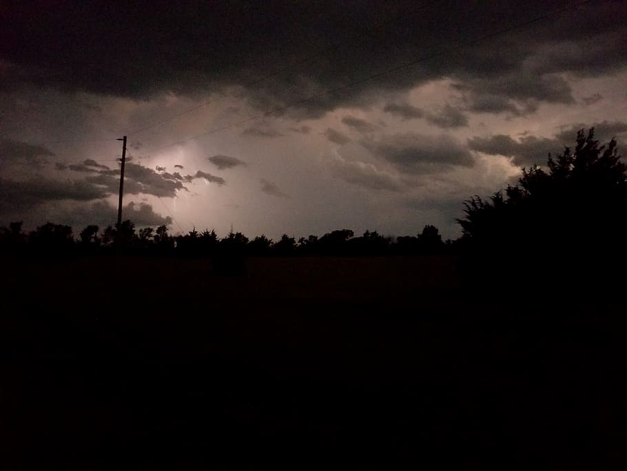 clouds, storm, evening, power line, sky, cloud - sky, silhouette HD wallpaper