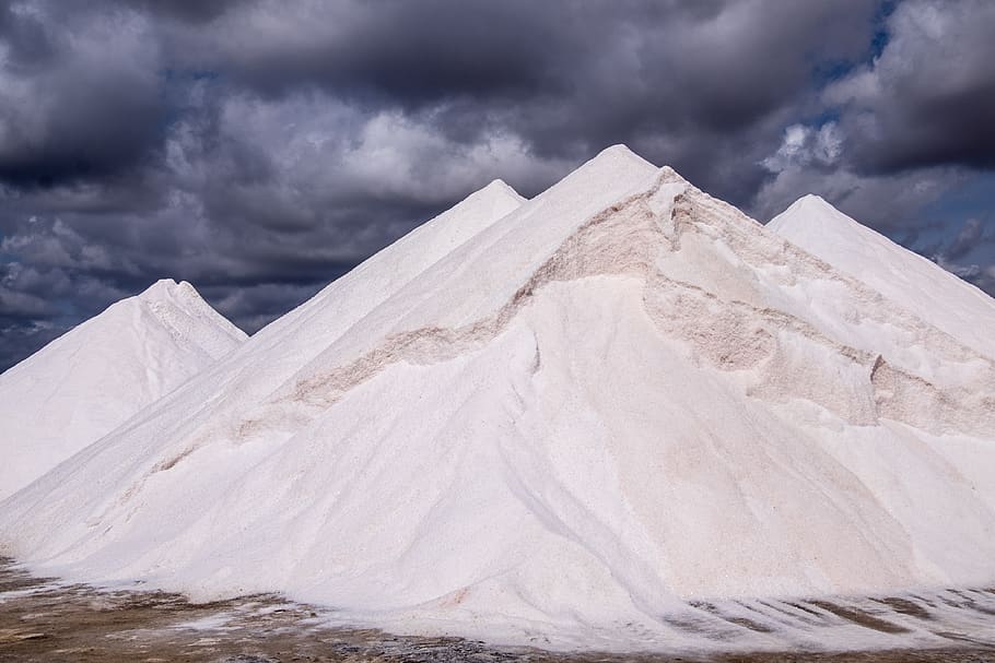 salts, clouds, mountains, white, majorca, spain, cloud - sky HD wallpaper