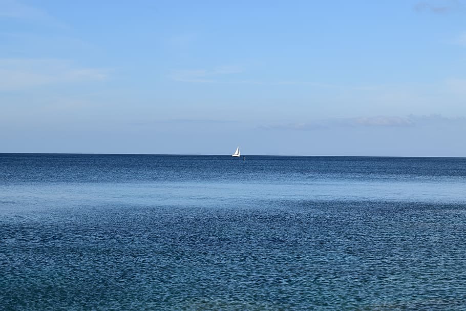 sea, sail, blue, water, horizon over water, sailboat, nautical vessel HD wallpaper