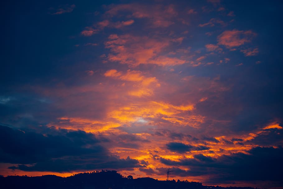 nature, sky, sunset, dawn, outdoors, dusk, red sky, sunrise HD wallpaper