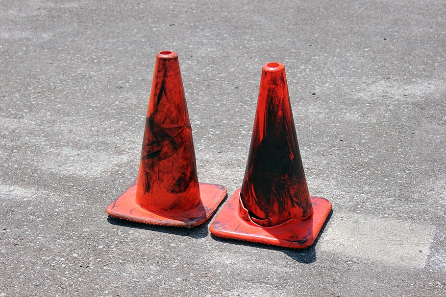two red traffic cones, high heel, apparel, footwear, clothing HD wallpaper