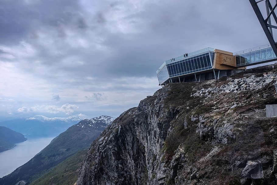 high, sight, restaurant, skylift, norway, nordfjord, stryn, HD wallpaper