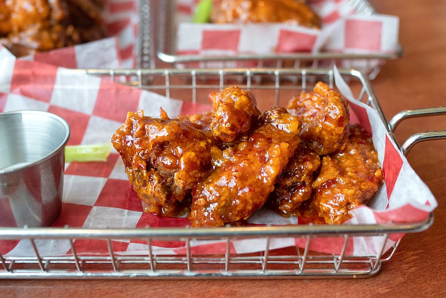 wings, chicken, fried, sauce, food, meal, delicious, appetizer HD wallpaper
