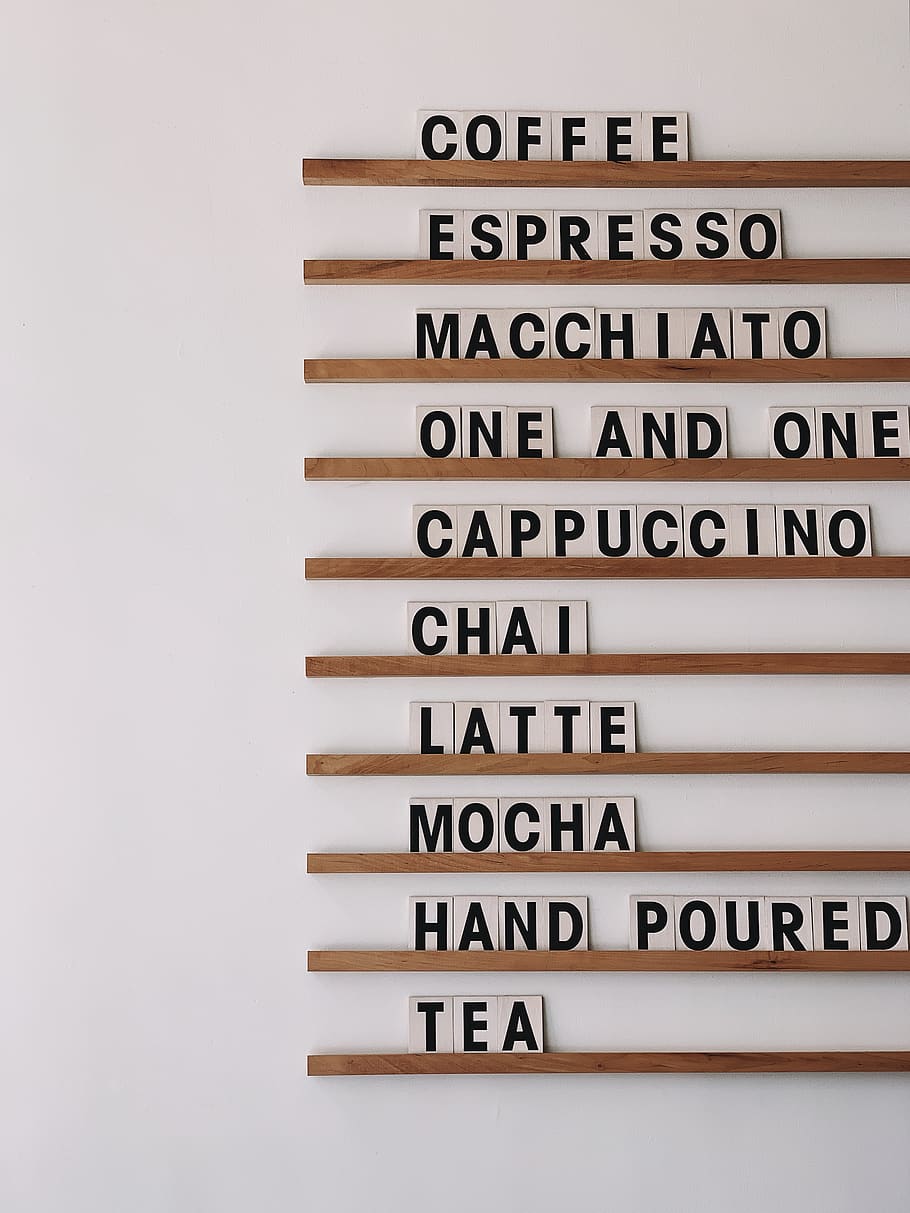 drinks wall decor, text, communication, indoors, western script HD wallpaper