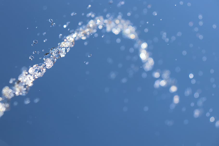 Shallow Focus Photography of Water Drops, abstract, blue sky HD wallpaper