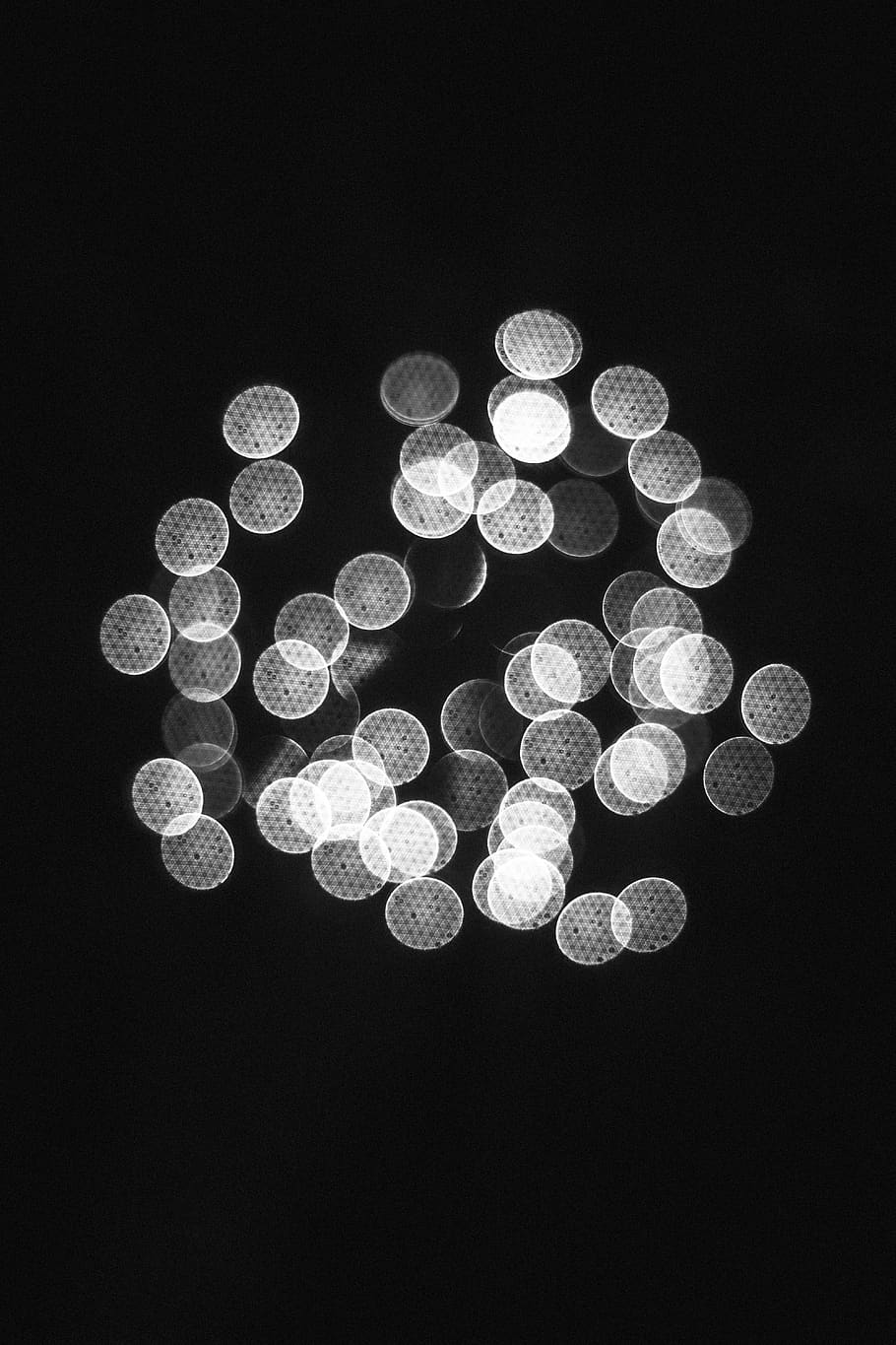 bokeh, lights, black, white, circles, illuminated, lighting equipment HD wallpaper