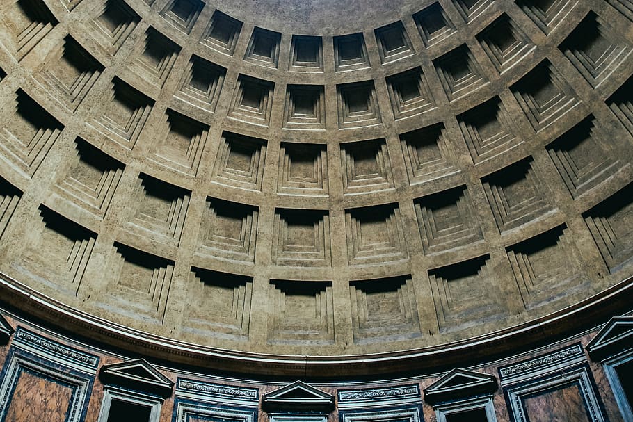 pantheon, italy, rome, architecture, structure, pattern, low angle view, HD wallpaper