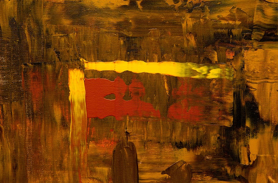 Brown, Red, and Yellow Abstract Painting, art, artistic, canvas, HD wallpaper