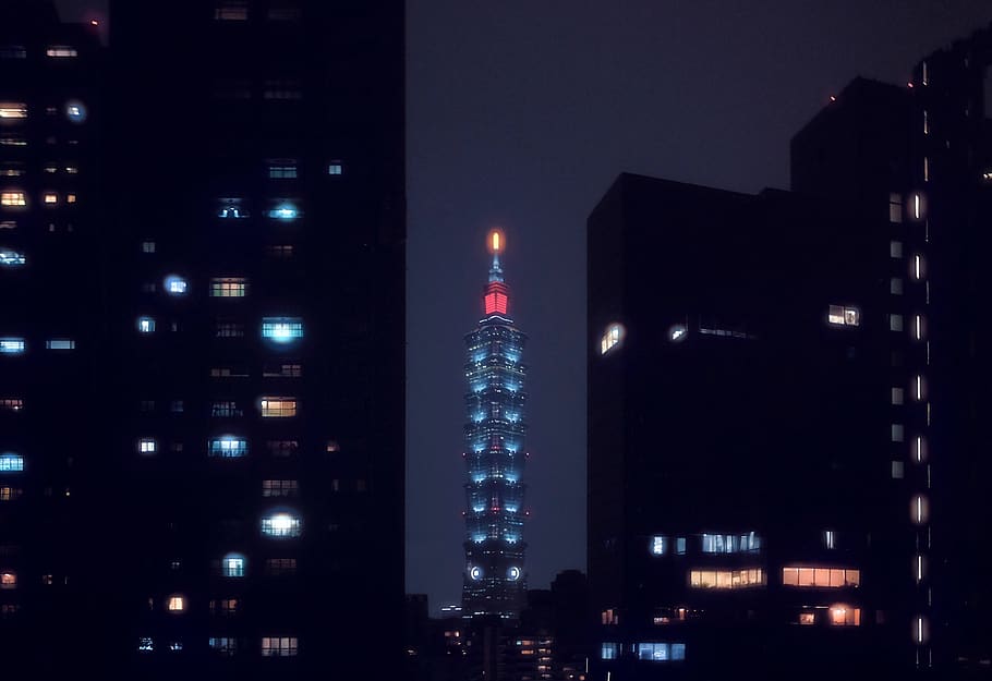 taiwan, taipei, night, building exterior, illuminated, architecture HD wallpaper