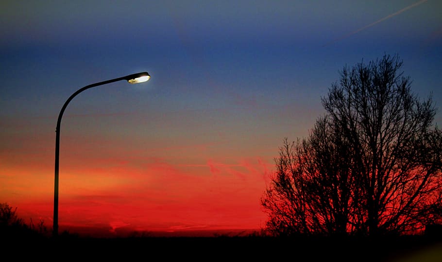 eve, evening, dark, nature, night, sky, sunset, silhouette HD wallpaper